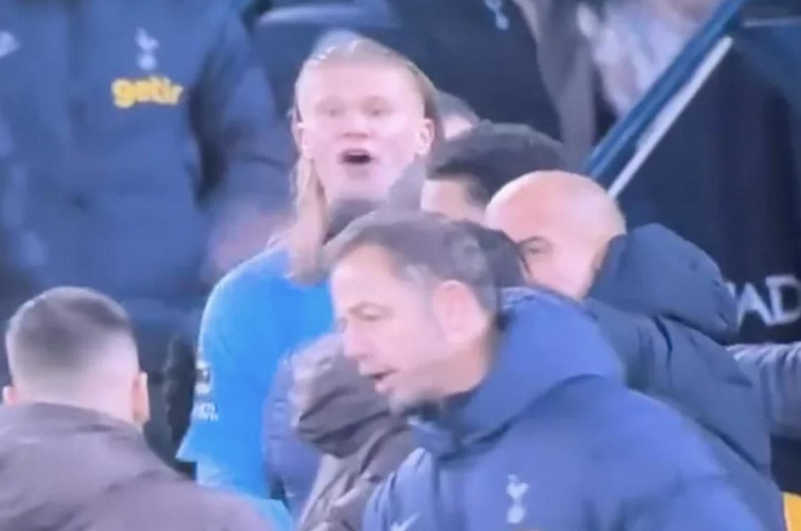 Erling Haaland in furious bust-up with Tottenham coach as he’s held back by Man City staff